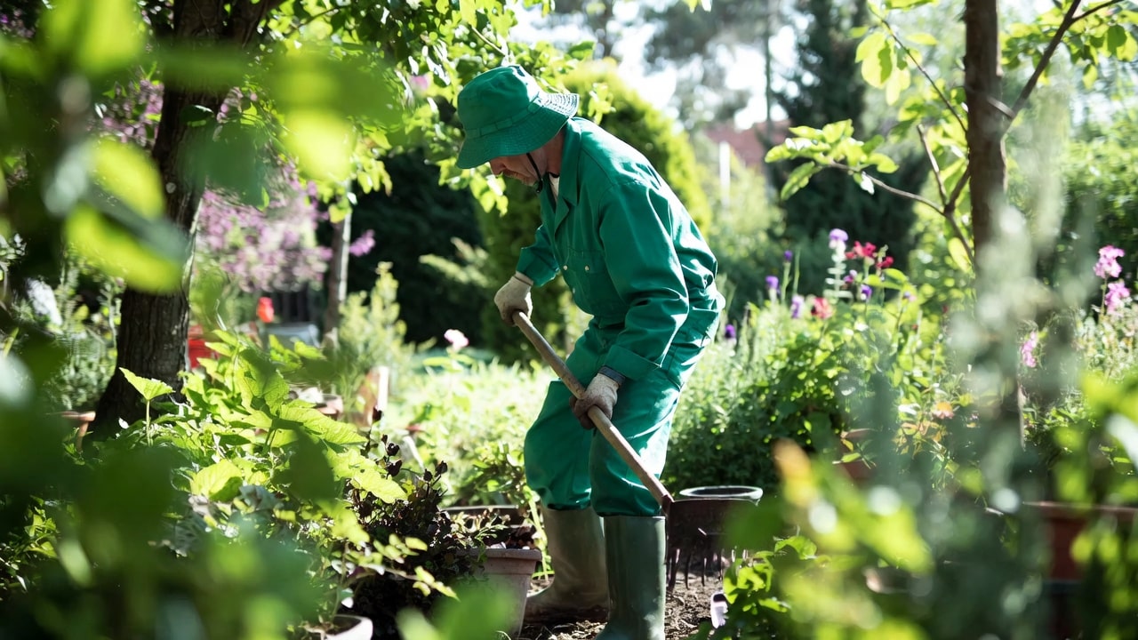 Jardinier professionnel entretenant un espace vert paysager à Agen